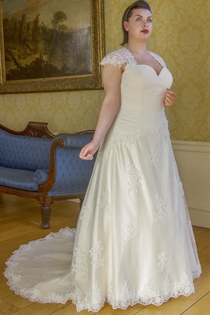 cap sleeve lace wedding dress with keyhole back Keyhole Back Lace Wedding Dress, Open Back Wedding Dress with Long Sleeves, Elopement Dress