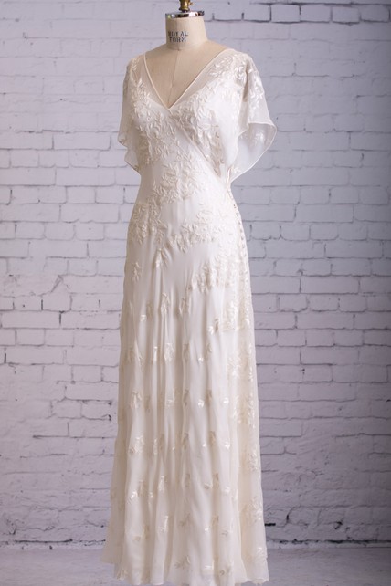 Vintage 1920s Lace White Wedding Dress | Simple Edwardian Bridal Gown |  Dorris Wedding