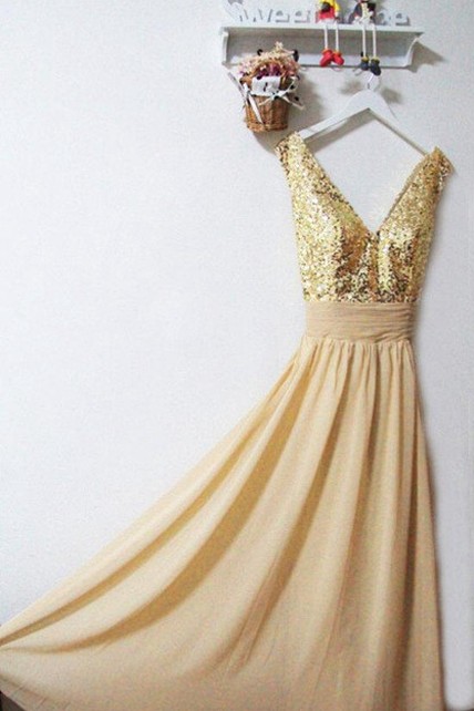 gold sequin and chiffon dress Gold Sequin Floor-Length Chiffon Party Dress for Women with Wrap Hips and  Sleeveless Design from Dhgate Urban Sexy Dresses