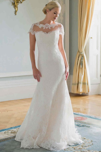 chinese dress ladies High Neck Vintage Lace Church Wedding Gown with Cap Sleeves  loveangeldress