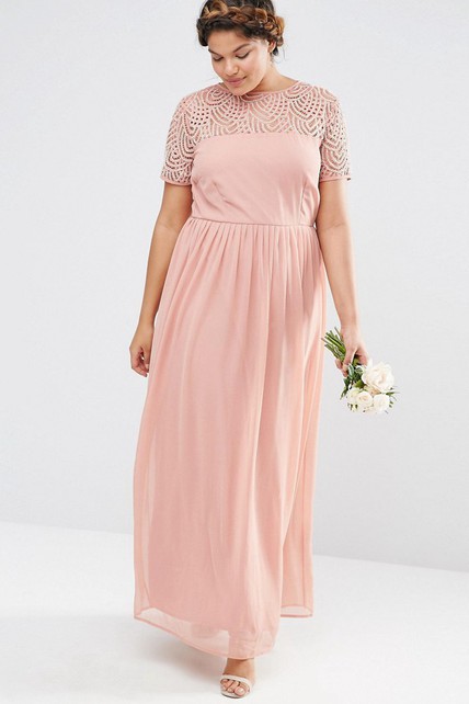 blush pink bridesmaid dresses plus size BABARONI Double Strap Chiffon Bridesmaid Dresses Blushing Pink, Blushing Pink / US0 main image 1