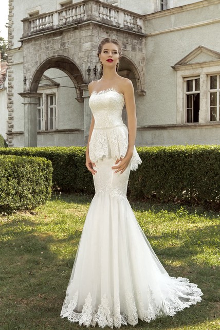 open lace back dress Stella Silk and Wool Peplum Mermaid Gown  ALEXIA MARA