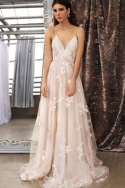 green emerald velvet dress Blush Basque Waist Wedding Dress with Lace Corset and Silk Flowers – Boom  Blush main image 1