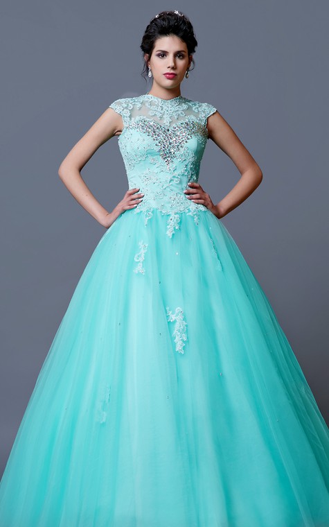 Sleeveless Lace Gown With Removable Keyhole Coverlet - 1