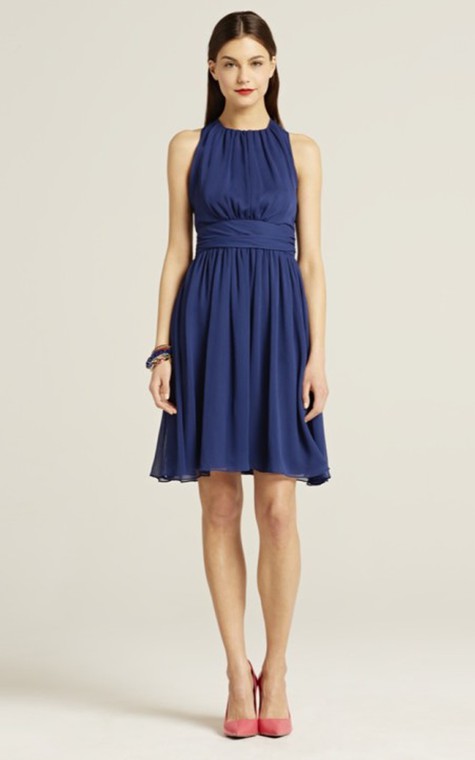 Sleeveless A-Line Short Dress With Jewel Neck - 1