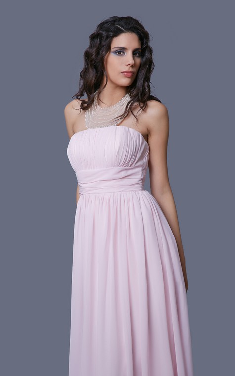 Feminine Strapless Empire-waisted Prom Gown with Pleats - 5