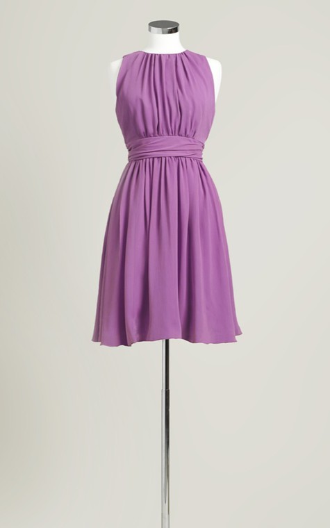 Sleeveless A-Line Short Dress With Jewel Neck - 6