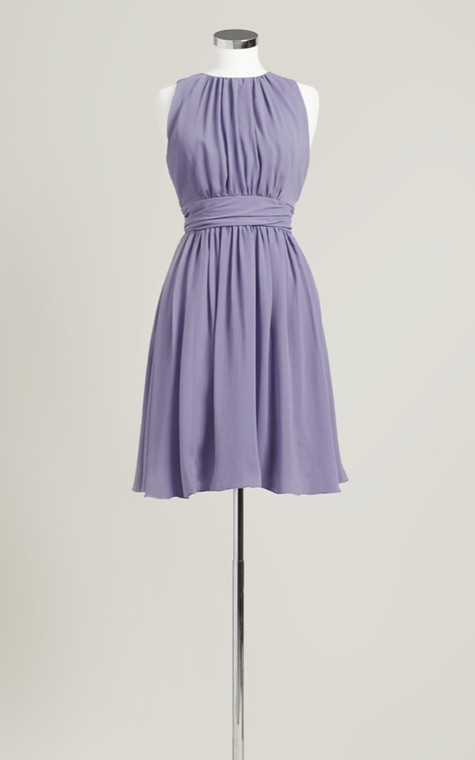 Sleeveless A-Line Short Dress With Jewel Neck - 2