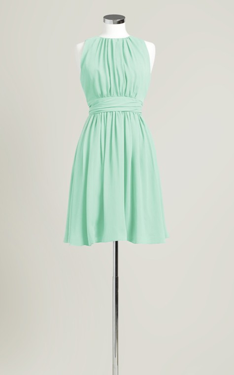 Sleeveless A-Line Short Dress With Jewel Neck - 17