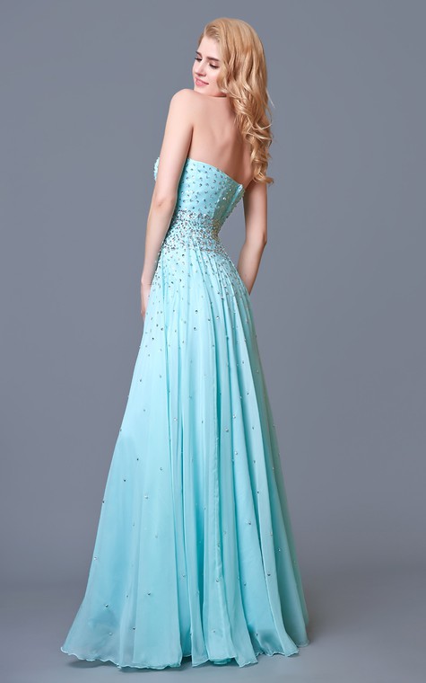 Glam Chic Beaded Sweetheart Layered A-line Chiffon Prom Gown - 4