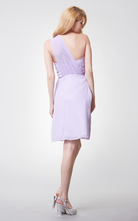 Bohemia One Shoulder Ruched Form-fitted Chiffon Dress - 3