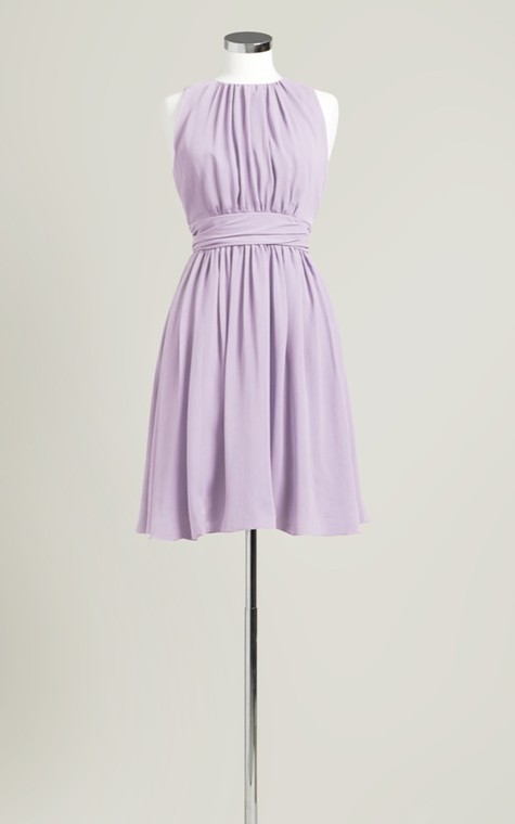 Sleeveless A-Line Short Dress With Jewel Neck - 18