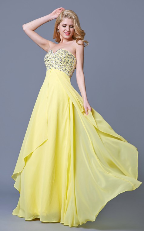 Charming Jewel-beaded Flyaway Chiffon Gown - 1
