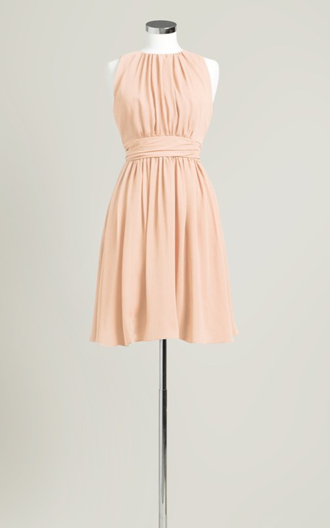 Sleeveless A-Line Short Dress With Jewel Neck - 8