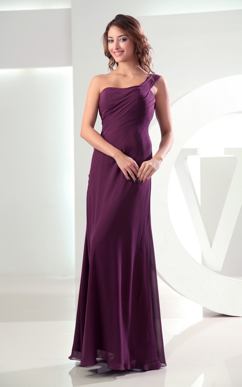Adorable Chiffon Sleeveless Floor-Length Dress With Ruching - 1