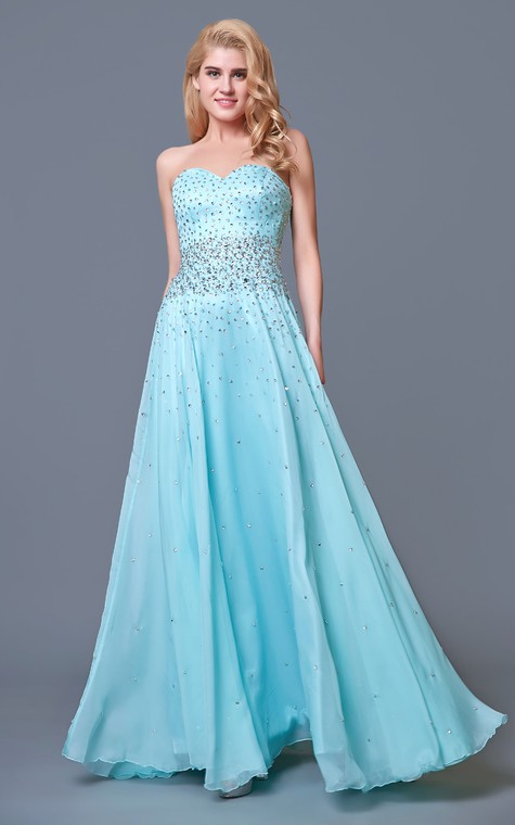 Glam Chic Beaded Sweetheart Layered A-line Chiffon Prom Gown - 1