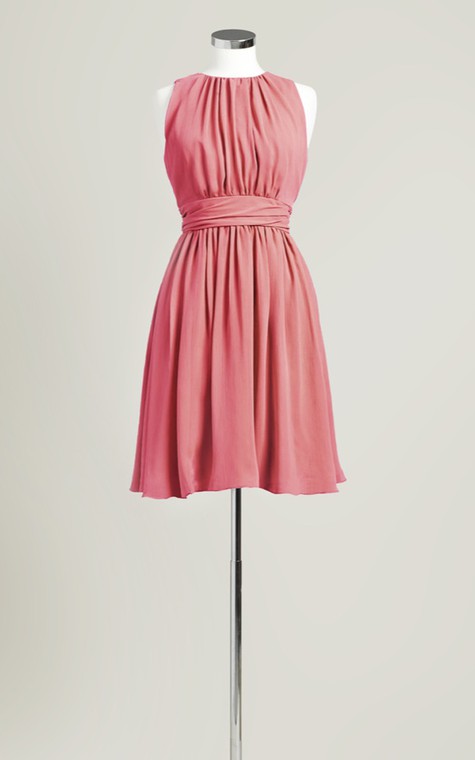 Sleeveless A-Line Short Dress With Jewel Neck - 5