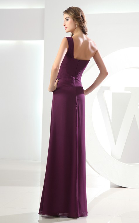 Adorable Chiffon Sleeveless Floor-Length Dress With Ruching - 5