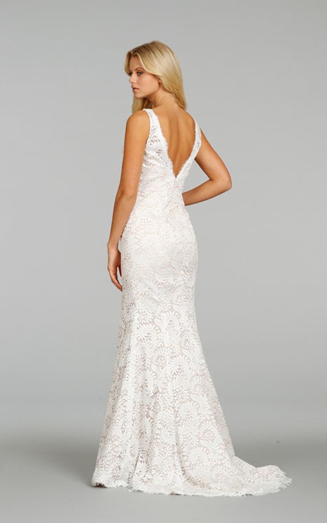 Classic Sleeveless V-Neck Floor Length Lace Dress - 4