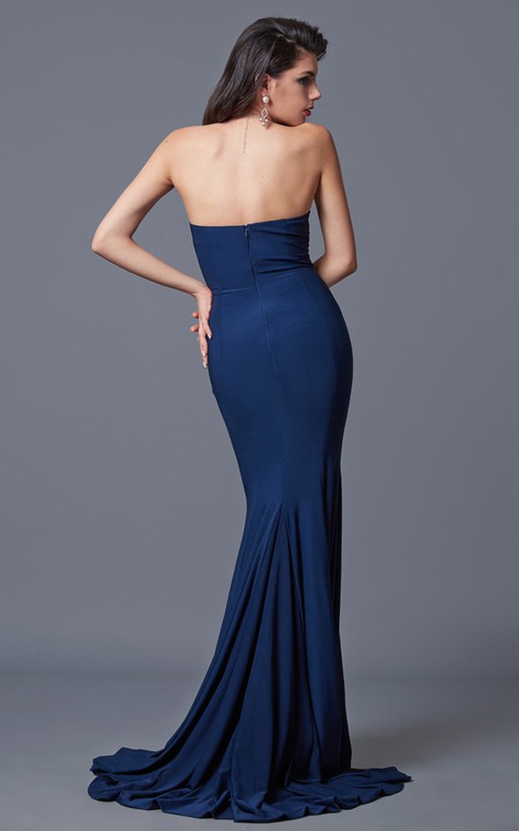 Sexy Sweetheart Mermaid Jersey Gown With Pleats - 3