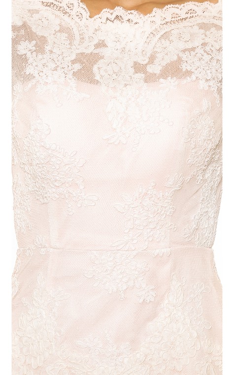 Long Bateau Sheath Lace Dress With Keyhole - 4