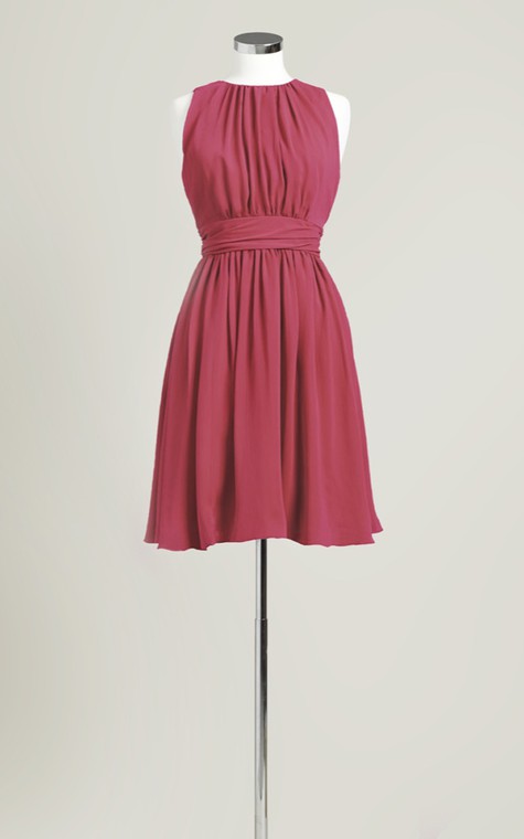 Sleeveless A-Line Short Dress With Jewel Neck - 4