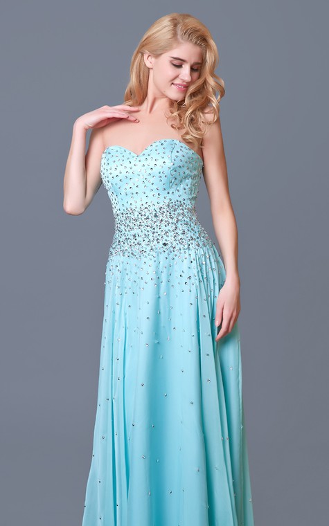 Glam Chic Beaded Sweetheart Layered A-line Chiffon Prom Gown - 5