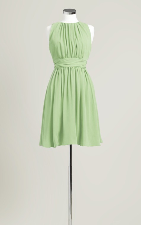 Sleeveless A-Line Short Dress With Jewel Neck - 16