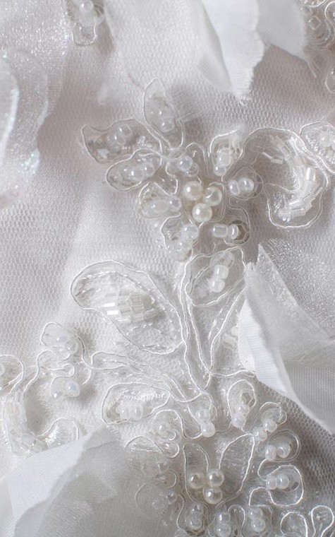 Ball Gown Long Straps Beading Appliques Ruffles Straps Tulle Lace Dress - 3