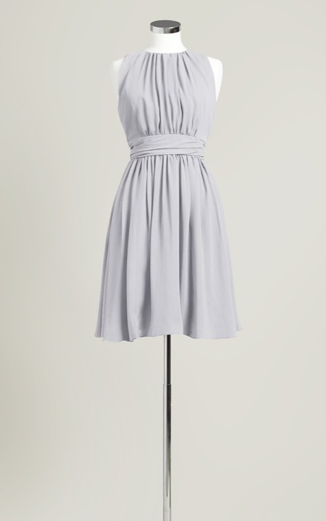 Sleeveless A-Line Short Dress With Jewel Neck - 10