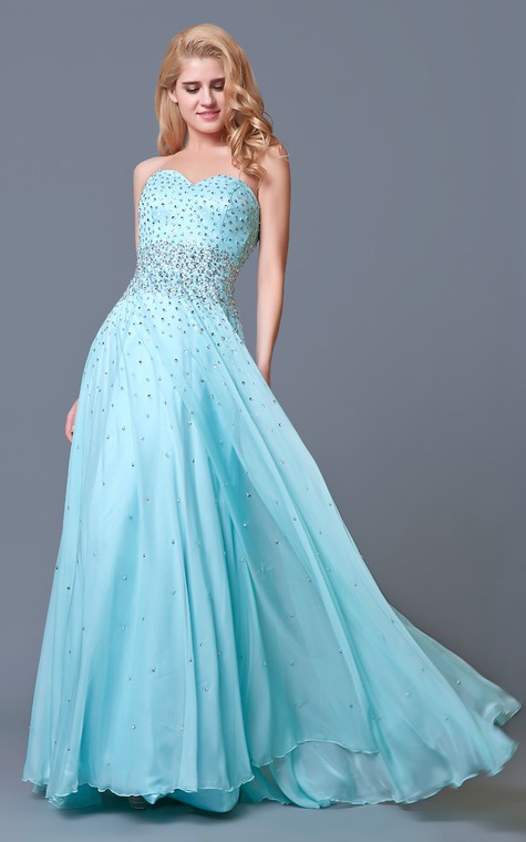 Glam Chic Beaded Sweetheart Layered A-line Chiffon Prom Gown - 3