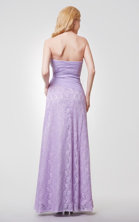 Sweetheart Backless Floral Long Chiffon and Lace Dress - 3
