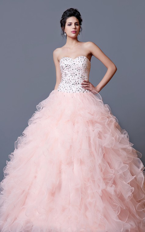 Elegant Crystal Ruffled Quinceanera Dress With Jacket - 2