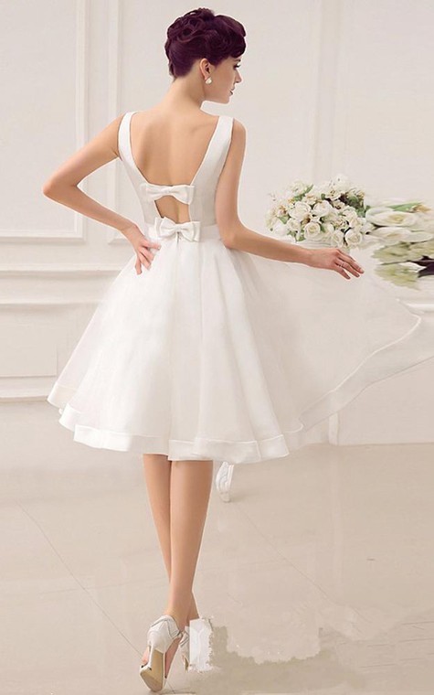 A-Line Sweetheart Sleeveless Backless Organza Dress - 3