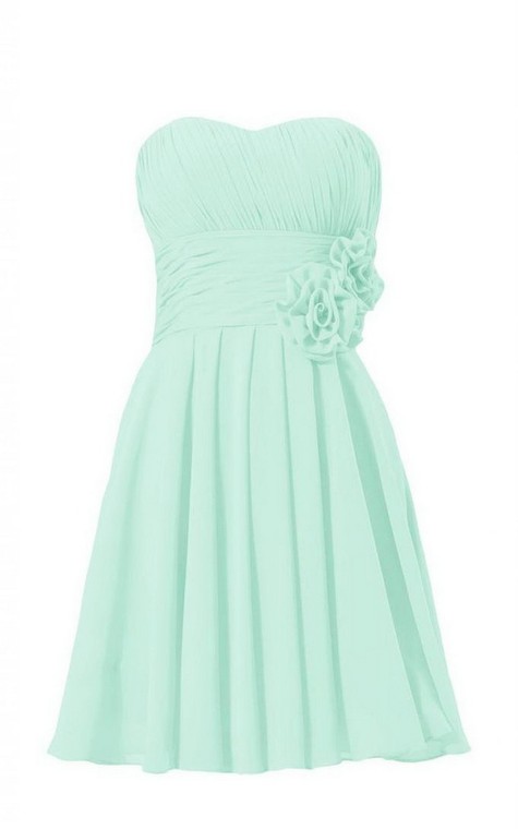 Sweetheart Pleated Chiffon A-line Gown With Floral Sash - 1