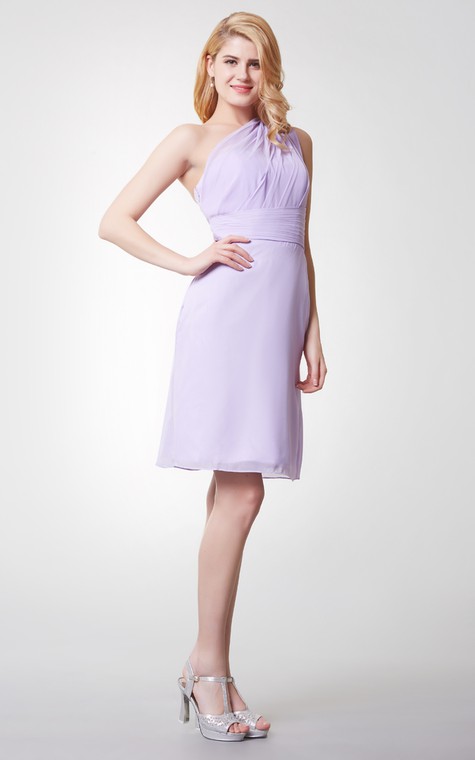 Bohemia One Shoulder Ruched Form-fitted Chiffon Dress - 4