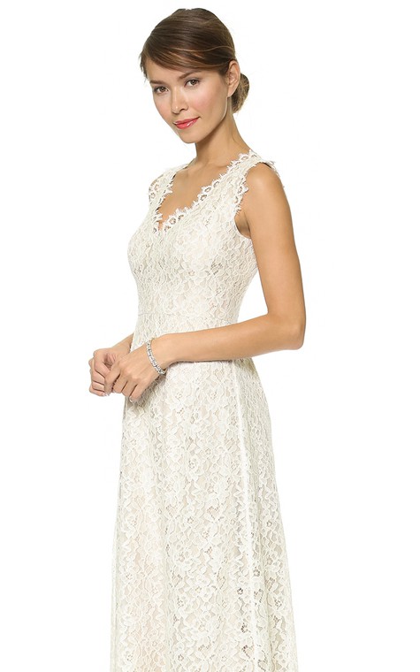 Long Neckline Sheath Lace Dress With Side Draping - 3