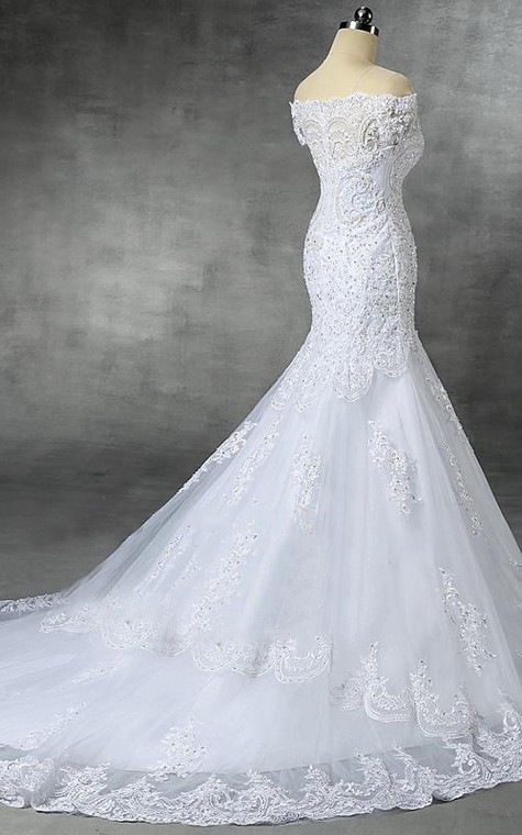 Trumpet Cap Dropped Tulle Sequins Dress - 2