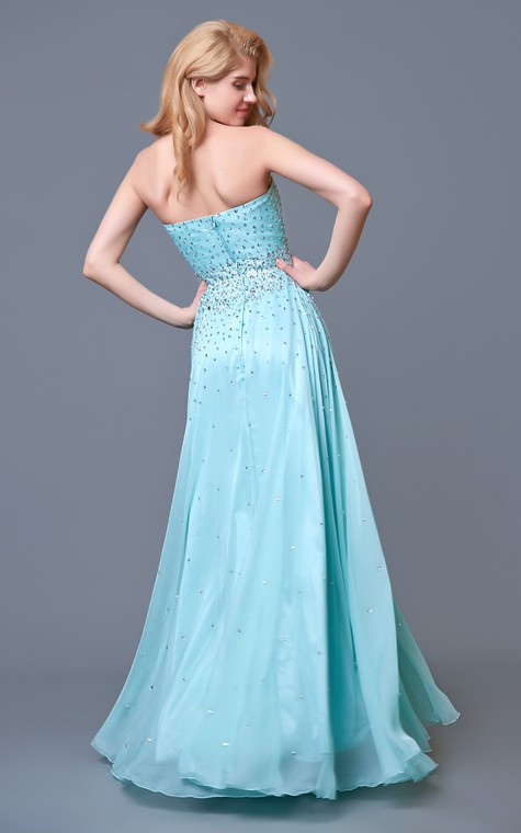 Glam Chic Beaded Sweetheart Layered A-line Chiffon Prom Gown - 2