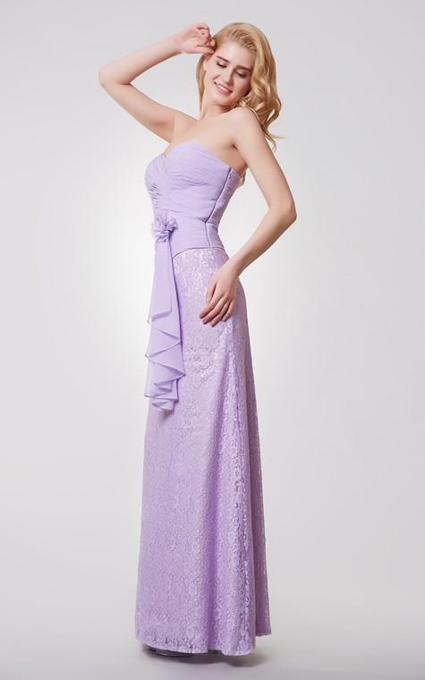Sweetheart Backless Floral Long Chiffon and Lace Dress - 2
