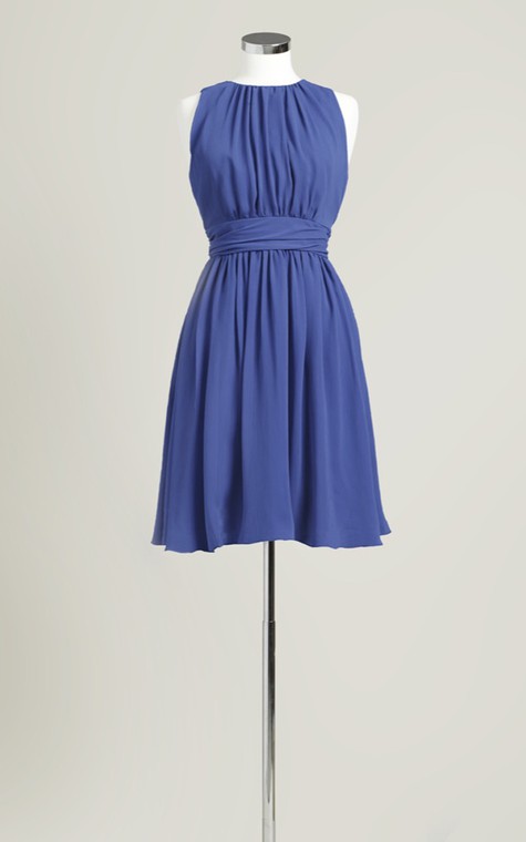 Sleeveless A-Line Short Dress With Jewel Neck - 12