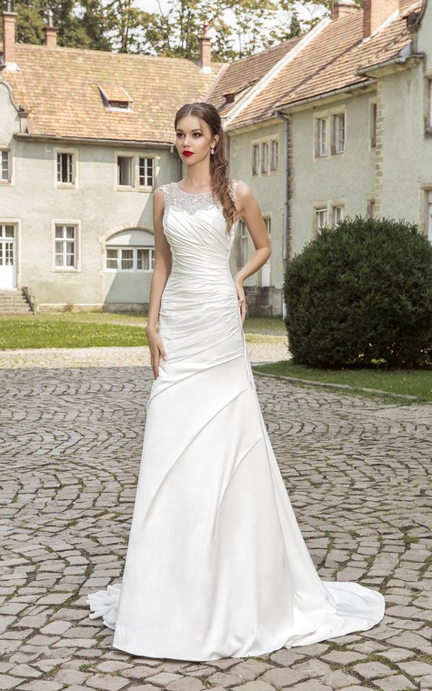 Floor-length Ruching Crystal Detailing Dress - 1