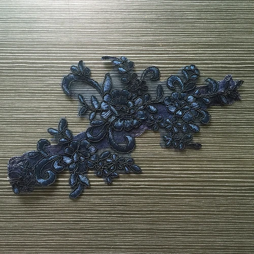Blaues, großes Spitzenstrumpfband mit großem Blumenmuster, elastisch, 40-58 cm