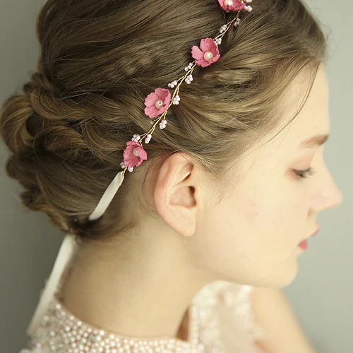 Feen-Kopfschmuck im Waldstil, rosa Metallrosette