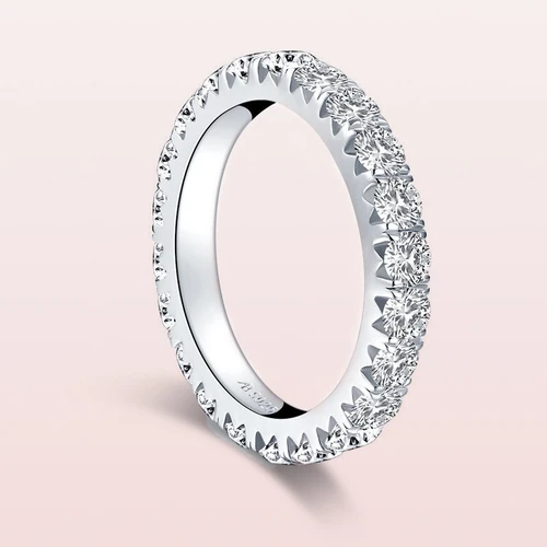 Round Cut Side Stones Rhinestone 925 Silver Wedding Rings