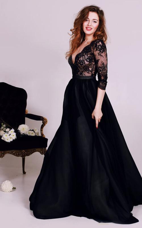 black wedding dress shop sexy black lace appliques v neck 2018 evening dress 3 4 black wedding dress shop sexy black lace appliques v neck 2018 evening dress 3 4