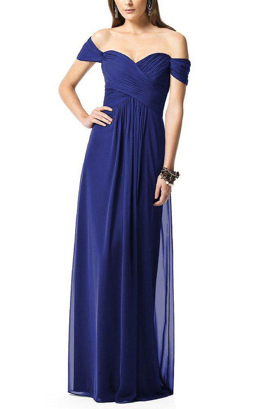 Off The Shoulder Sweetheart Ruched Long Bridesmaid Dress Dorris Wedding 