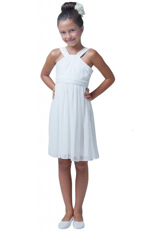 Robe plissée trapèze sans manches à bretelles