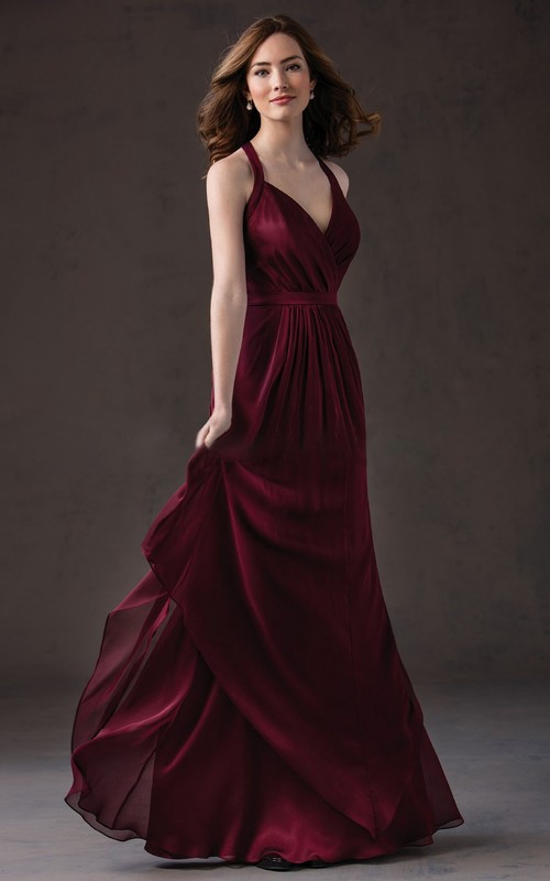 mahogany bridesmaid dress Simply Pleated Bodice Mahogany Chiffon Bridesmaid Dress