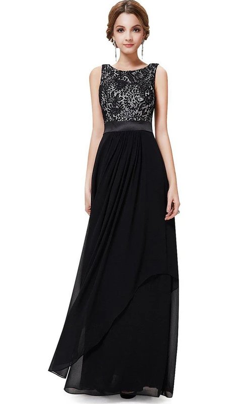 Robe sans manches en mousseline avec corsage en dentelle